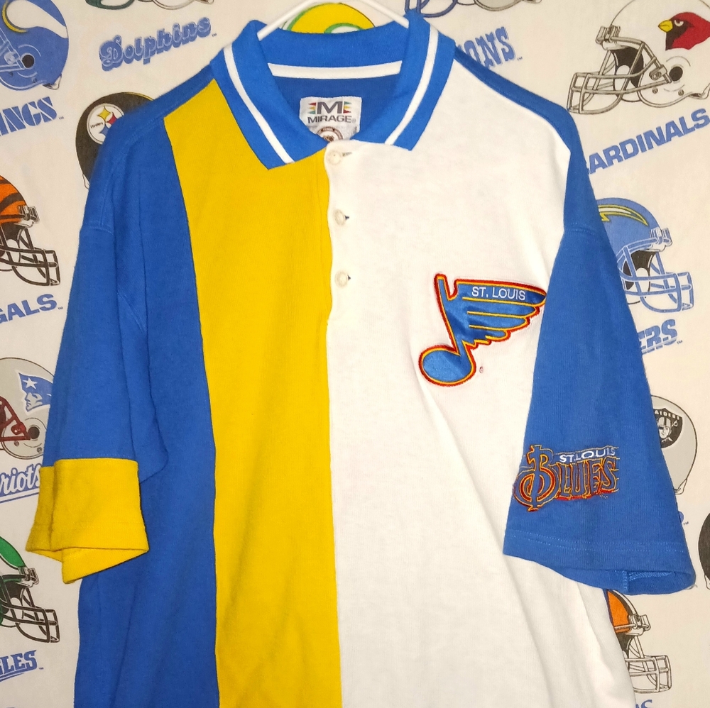 Vintage St. Louis Blues Mirage NHL Hockey Golf Style Polo Shirt